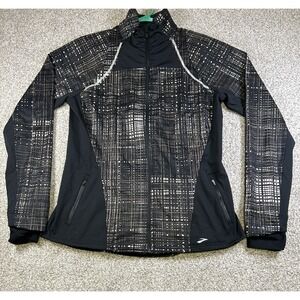 Brooks Women's Running Jacket XL Black Geometric Print Shelter Tech Reflective